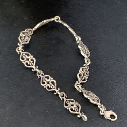 Old Pawn Navajo Sterling Silver Link Bracelet | 8" | Authentic Native American Handmade | 13730