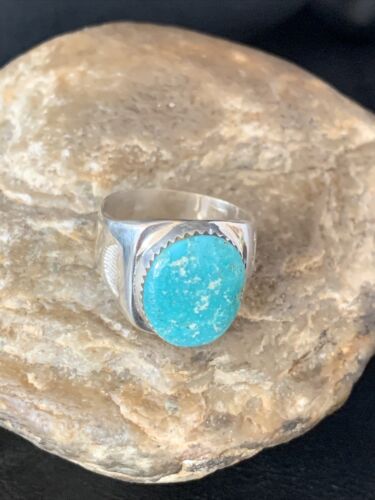 Navajo Blue Kingman Turquoise Ring | Sterling Silver | Sz 11 | Authentic Native American Handmade | 14143