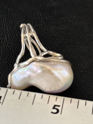 Native American Women's White Baroque Pearl Ring | Adjustable Sterling Silver | Sz 6 | 14264