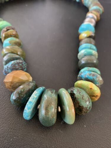 Navajo Pearls Sterling Silver Chunky Graduated Turquoise Necklace | Authentic Native American  | 20" | 1754