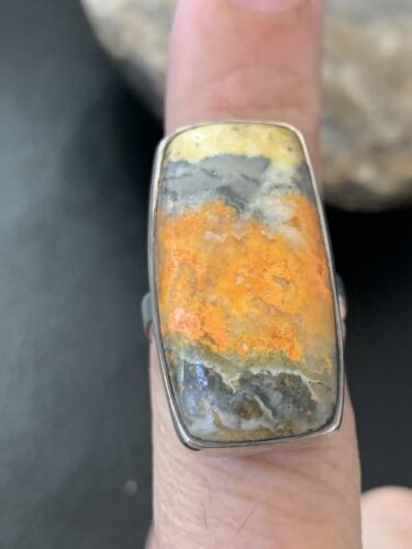 Southwestern Navajo Yellow Bumble Bee Jasper Ring | Sterling Silver | Sz 7 | 11551