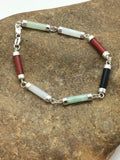 Navajo Turquoise Tube Link Bracelet | Sterling Silver | Authentic Native American Handmade | 4032
