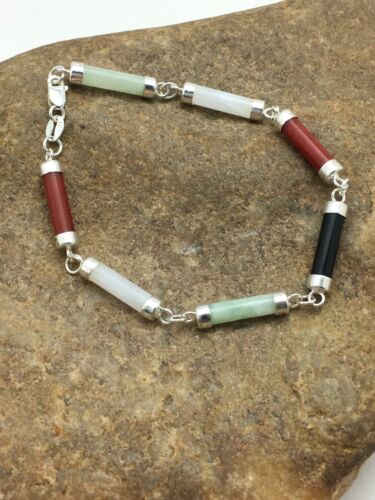 Navajo Turquoise Tube Link Bracelet | Sterling Silver | Authentic Native American Handmade | 4032