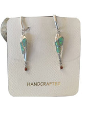 Native American Navajo Blue Opal Inlay Earrings | Sterling Silver | 2" | 1518