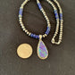 Southwestern Navajo Purple Opal Lapis Pendant Necklace | Sterling Silver | Authentic Native American Handmade | 592