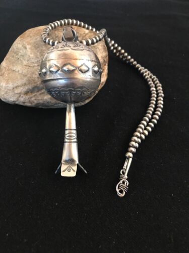 Southwestern Navajo Yazzie Sterling Silver Large Naja Necklace Pendant | 4" | Authentic Native American Handmade | 8394