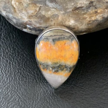 Navajo Yellow Bumble Bee Jasper Ring | Sterling Silver | Sz 8 | 11546