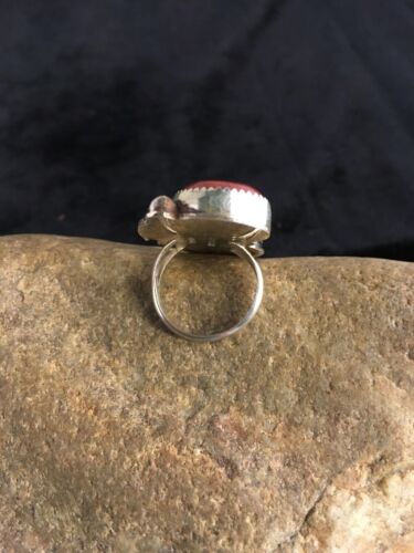 Native American Navajo Apple Coral Sponge Multi-Stone Ring | Sterling Silver | Sz 6 | 8766