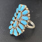 Navajo Blue Cluster Turquoise Needlepoint Ring | Authentic Native American Sterling Silver | Multi-Stone | Sz 8 | 11941