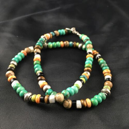 Navajo Orange Spiny Oyster Multi-Color Necklace | 18" | Authentic Native American Handmade | 10154