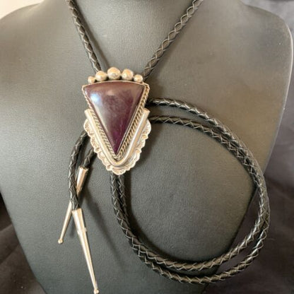 Southwestern Men's Bolo Tie | Purple Spiny Oyster | Sterling Silver | Navajo | 12936