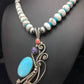 Navajo Kingman Turquoise Pendant Necklace | Authentic Native American Sterling Silver | Multi-Stone | 3043