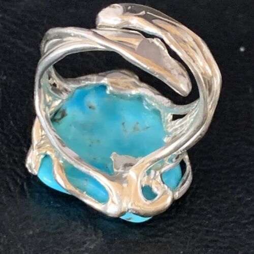 Navajo Blue Kingman Turquoise Ring | Sterling Silver | Sz 8 | Authentic Native American Handmade | 13542