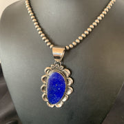 Native American Navajo Blue Lapis Pendant Necklace | Sterling Silver | 11673