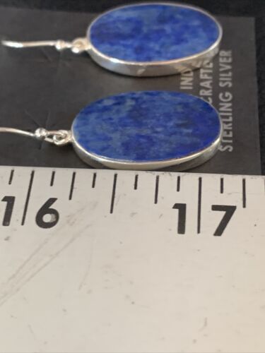 Native American Blue Lapis Lazuli Dangle Drop Earrings | Sterling Silver | 1" | 14091
