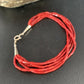 Handmade Liquid Silver 5-Strand Red Apple Coral Heishi Bracelet | Sterling Silver | 7.5" | 13610