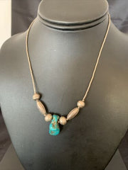 Southwestern Old Pawn Navajo Turquoise Heishi Pendant | Sterling Silver | 16" Chain | 1690