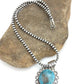 Men's Kingman Turquoise Pendant | Navajo Pearl Sterling Silver Necklace | Authentic Native American Handmade | 4876