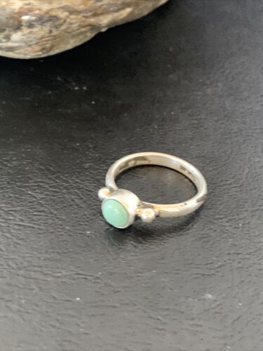 Navajo Green Turquoise Ring | Sterling Silver | Sz 6.5 | Authentic Native American Handmade | 10816
