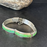 Women's Green Gaspeite Inlay Link Bracelet | Sterling Silver | 6.25" | 14526