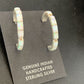 Navajo White Opal Inlay Hoop Earrings | Sterling Silver | 1" | Authentic Native American Handmade | 12128