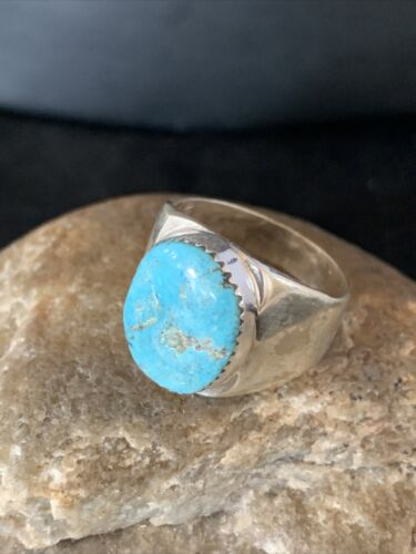 Navajo Blue Kingman Turquoise Ring | Sterling Silver | Sz 11 | Authentic Native American Handmade | 14142