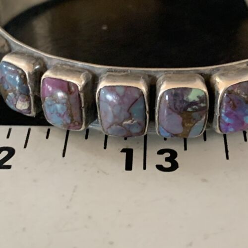 Navajo Purple Sugilite Row Cuff Bracelet | Sterling Silver | Authentic Native American Handmade | 14211