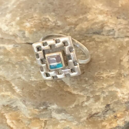 Navajo Blue Turquoise Sugilite Inlay Ring | Sz 6.5 | Sterling Silver | Authentic Native American Handmade | 11282