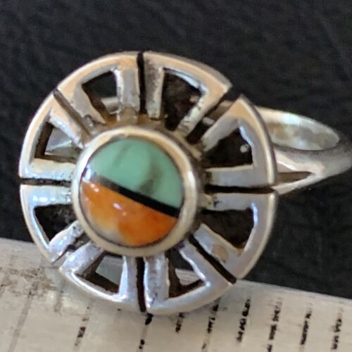 Navajo Blue Turquoise Spiny Oyster Inlay Ring | Sz 5.5 | Authentic Native American Handmade | 11185