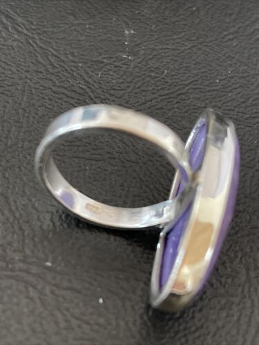 Navajo Women's Oval Purple Charoite Ring | Sterling Silver | Sz 8 Adjustable | Authentic Native American Handmade | 10566