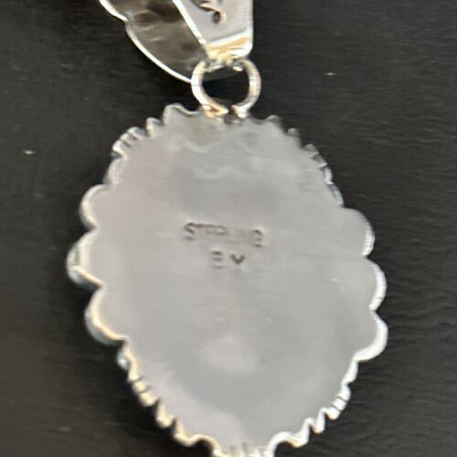 Navajo Blue Golden Hills Pendant Necklace | Sterling Silver | Authentic Native American Handmade | 14351