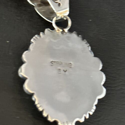 Navajo Blue Golden Hills Pendant Necklace | Sterling Silver | Authentic Native American Handmade | 14351