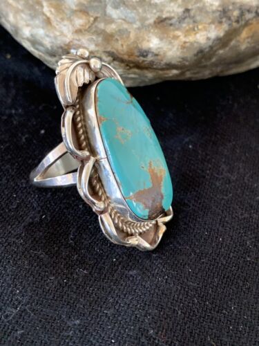 Native American Men's Navajo Blue Royston Turquoise Ring | Sterling Silver | Sz 9 | 00673