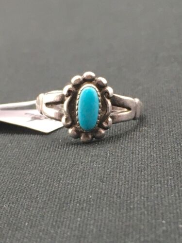 Native American Blue Turquoise Navajo Ring | Sterling Silver | Sz 5.75 | 4447