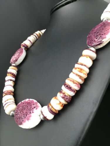 Navajo Purple Spiny Oyster Necklace | Sterling Silver | 21" | Authentic Native American Handmade | 4915
