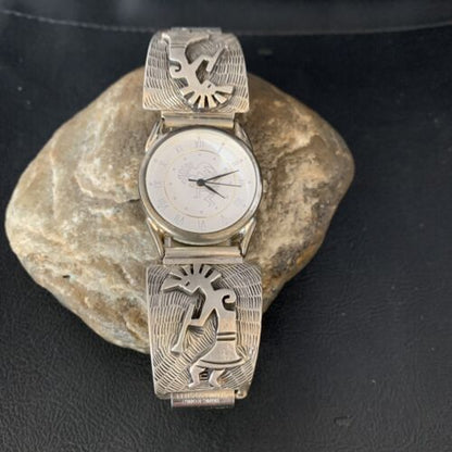 Navajo Kokopelli Sterling Silver Wrist-Watch Tips | Authentic Native American Jewelry | 14104