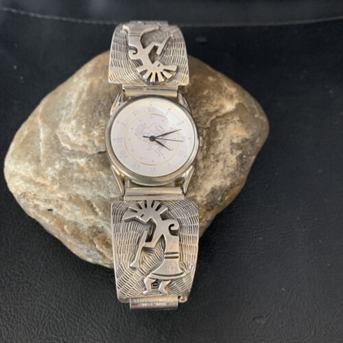 Navajo Kokopelli Sterling Silver Wrist-Watch Tips | Authentic Native American Jewelry | 14104