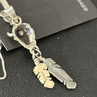 Navajo Buffalo Turquoise Pendant | Sterling Silver | Authentic Native American Handmade | 18" | 14686