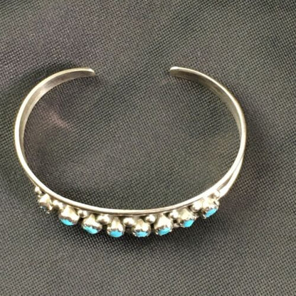 Children's Navajo Blue Turquoise Bracelet | Sterling Silver | Authentic Native American Handmade | 10183