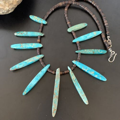 Navajo Blue Jasper Choker Necklace | Sterling Silver Shell Beads | 20" | Authentic Native American Handmade | 11460