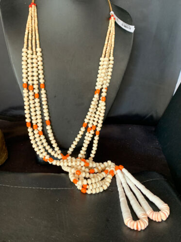 Native American Santo Domingo Shell Orange Spiny Oyster Bead Jacla Necklace | 30" | Handmade | 11991