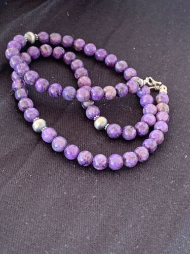 Navajo Purple | Sugilite Bead | Necklace | Sterling Silver | Authentic Native American Handmade | 21" | 4572