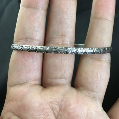 Southwestern Navajo Stamped Cuff Bracelet | Sterling Silver | Authentic Native American Handmade | 10254