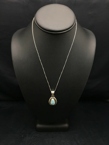 Navajo Dry Creek Turquoise Pendant Necklace | Sterling Silver | Authentic Native American Handmade | 3107