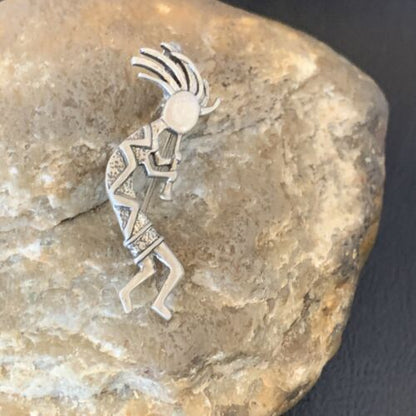 Native American Navajo Kokopelli Pin Pendant | Sterling Silver | Authentic Handmade | 12277