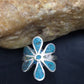 Navajo Blue Turquoise Flower Ring | Authentic Native American Sterling Silver | Multi-Stone | Sz 6.75 | 3076