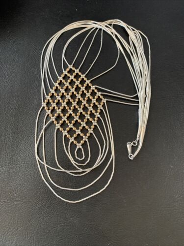 Gold-Filled Liquid Silver Heishi Necklace | 7-Strand Sterling Silver Tube | 18" | 12633