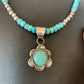 Navajo Blue Turquoise Pendant Necklace | Sterling Silver Pearls | Authentic Native American Handmade | 13220