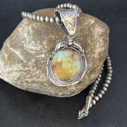 Navajo Blue Golden Hills Pendant Necklace | Sterling Silver | Authentic Native American Handmade | 14600