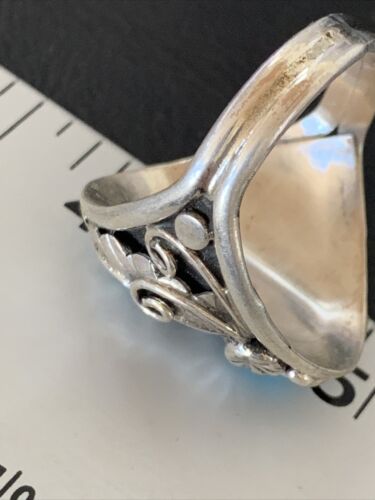 Navajo Blue Kingman Turquoise Feather Ring | Authentic Native American Sterling Silver | Multi-Stone | Sz 11.5 | 12221